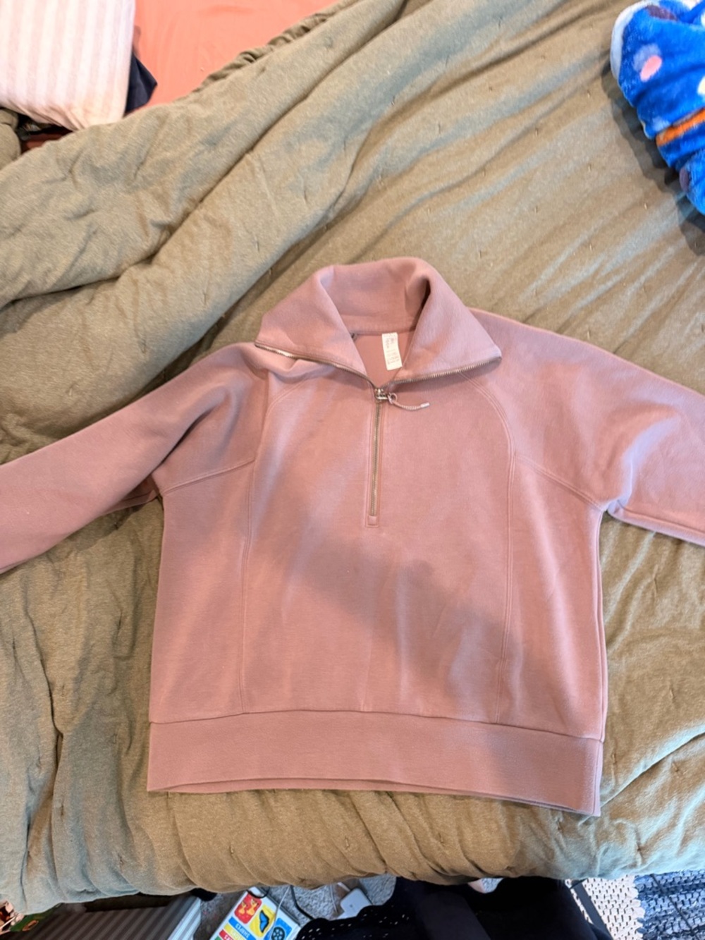 Spanx Air Essentials | Women's Lilac/Mauve Half-Zip Pullover Sweater